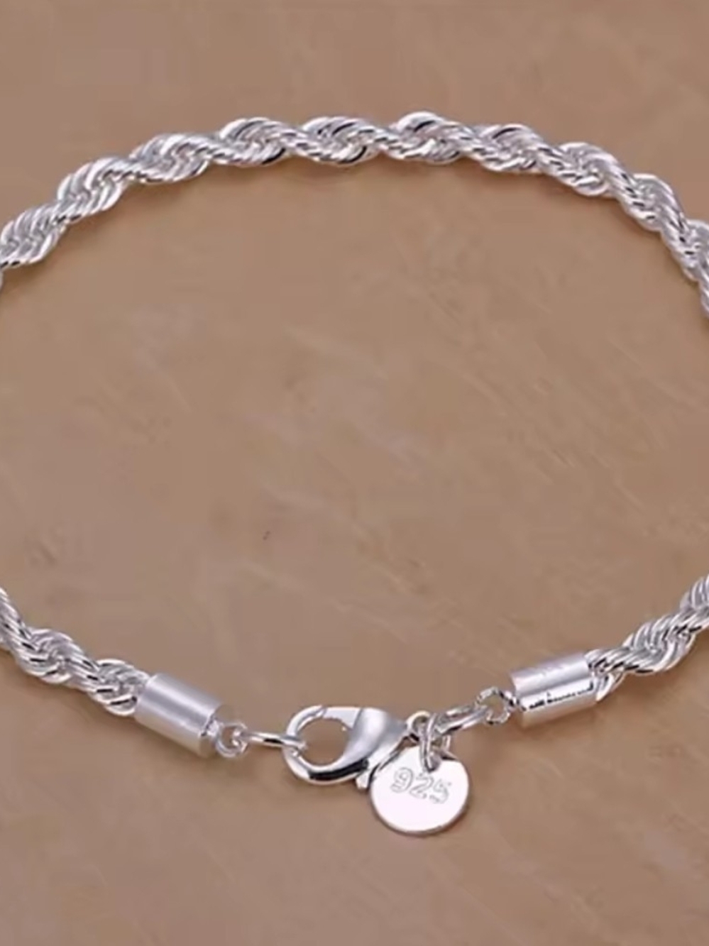 Sterling Silver Rope Chain Bracelet in Silver